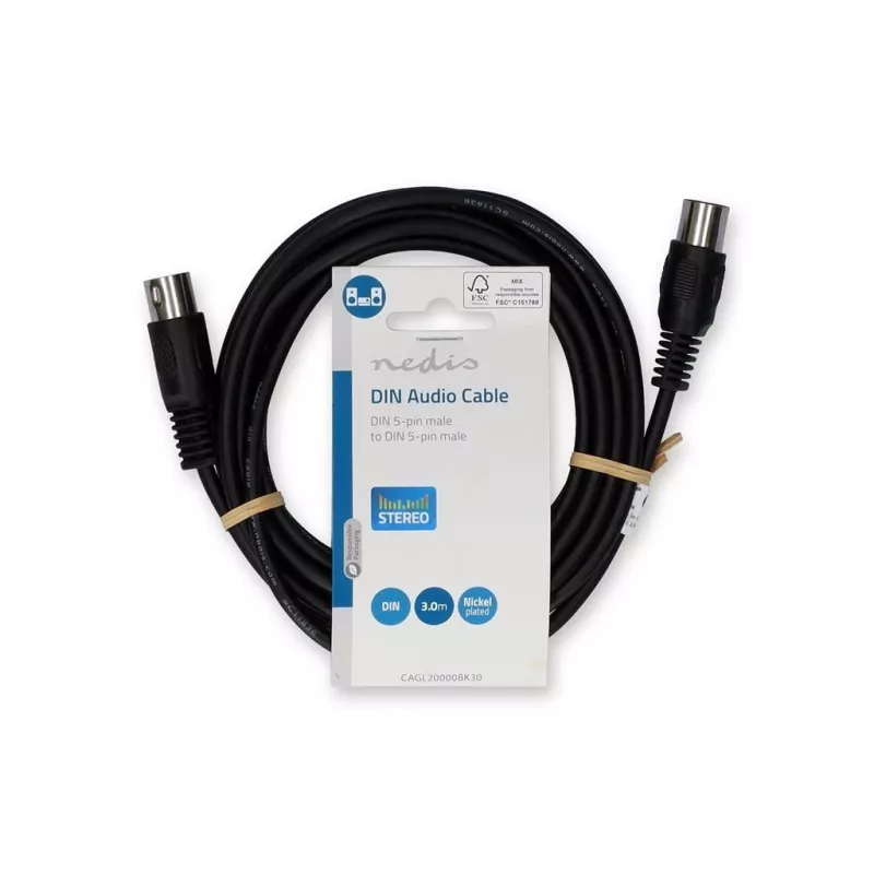 Cablu Audio Stereo Din 5p Tata 5p Din Tata 3m Negru Nedis Cagl20000bk30