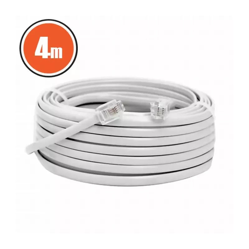 Cablu telefon RJ11 4m Fisa modulara 6P4C - fisa modulara 6P4C alb 20301