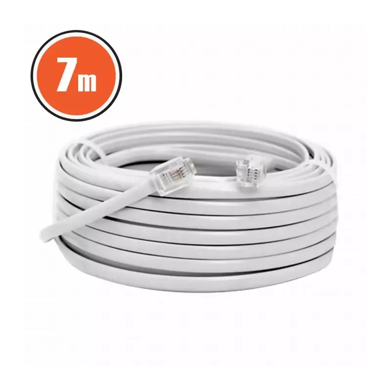 Cablu telefon RJ11 7m Fisa modulara 6P4C - fisa modulara 6P4C alb 20302