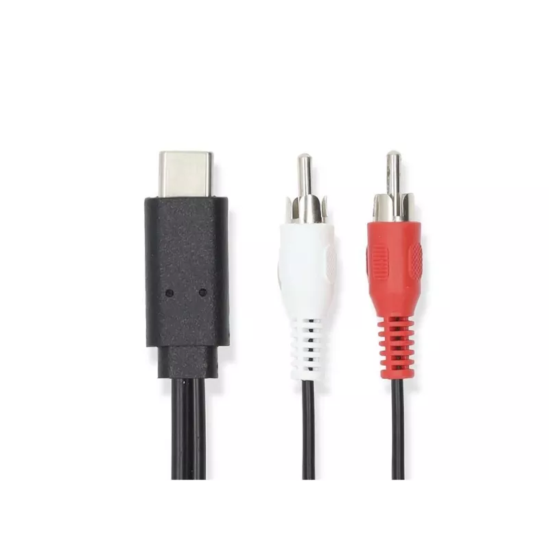 Cablu USB 3.2 Gen 1 USB-C tata Digital IN - 2x RCA tata Analogic OUT 1m negru Nedis CCGL64240BK10