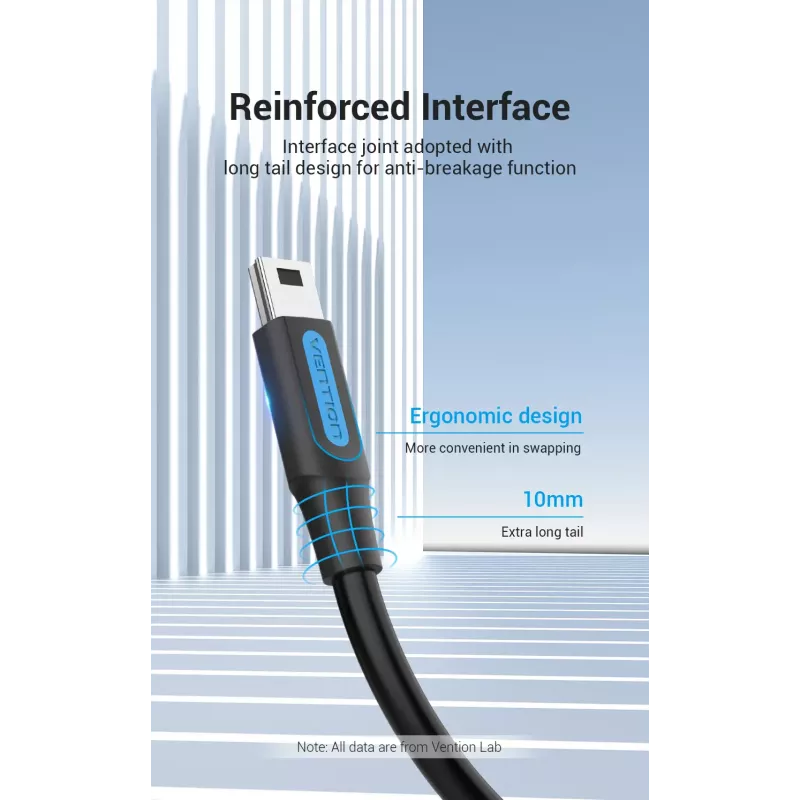 Cablu Usb20 Mini 5pin Mufa Tata Usb C Mufa Tata Nichelat 2m Negru Dublu Ecranat 2a Vention Cowbh