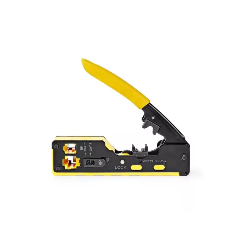 Cleste De Sertizare Nedis Pass Through Cat5 Cat5e Cat6 Cat6a Cat7 Rj12 Rj45 Galben Ccgg89510bk