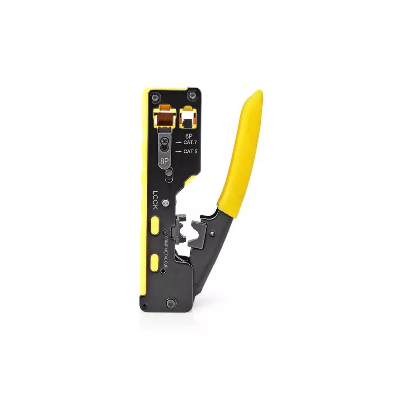 Cleste De Sertizare Nedis Pass Through Cat5 Cat5e Cat6 Cat6a Cat7 Rj12 Rj45 Galben Ccgg89510bk