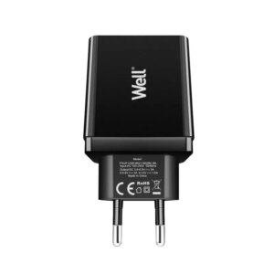 Incarcator retea Well 1x USB-A QC3.0 18W negru PSUP-USB-WQ11802BK-WL