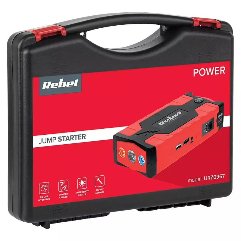 Jump Starter 10000mah Rebel Power Bank Si Compresor Auto Urz0967