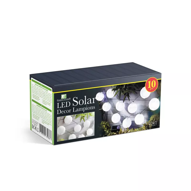Sir 10 Lampioane Solare Led Alb Rece 37m Garden Of Eden 11227