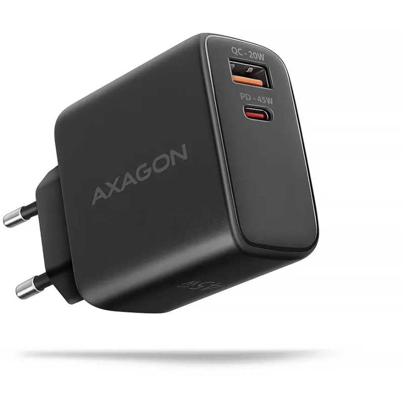 Incarcator retea AXAGON ACU-PQ45 1x QC4 USB-A 20W + 1x USB-C 45W PD3.0 QC4 Negru ACU-PQ45