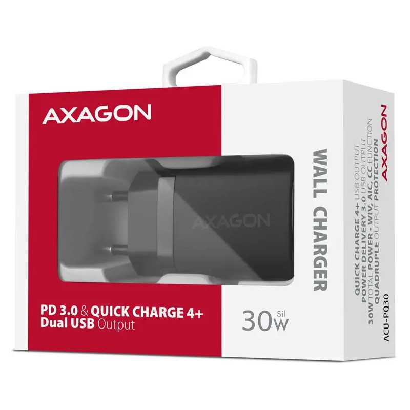 Incarcator Retea Axagon Pd 30 Qc4 1x Usb C 1x Usb A 30w Negru Acu Pq30