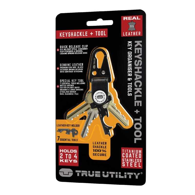 True Utility Keyshackle Breloc Din Piele 7in1 Multifunctional Carabina Tu921