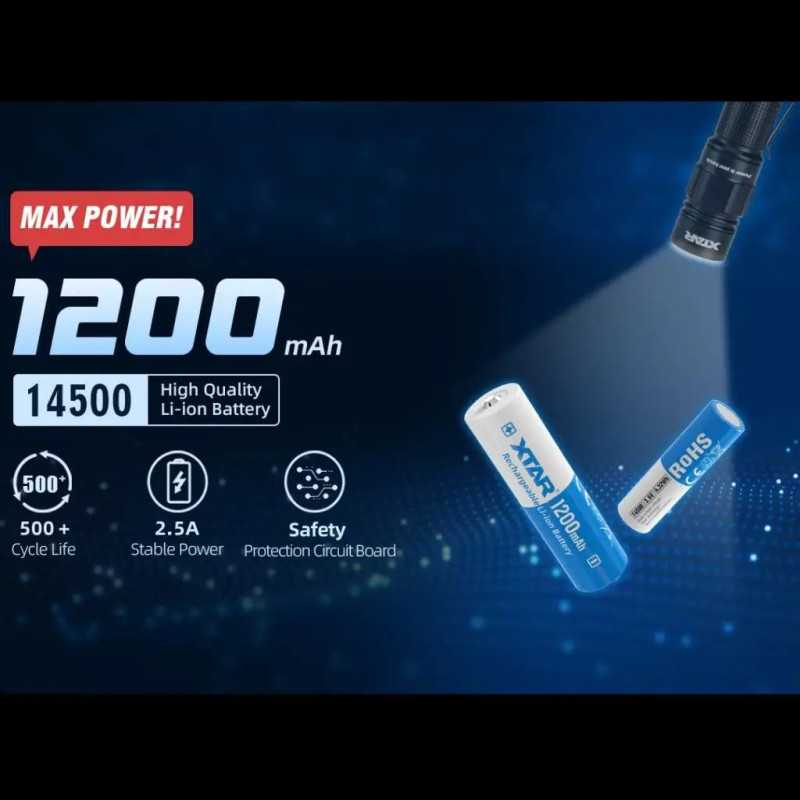 Acumulator Li Ion Xtar 14500 1200mah Kt Cu Protectie Si Top Button