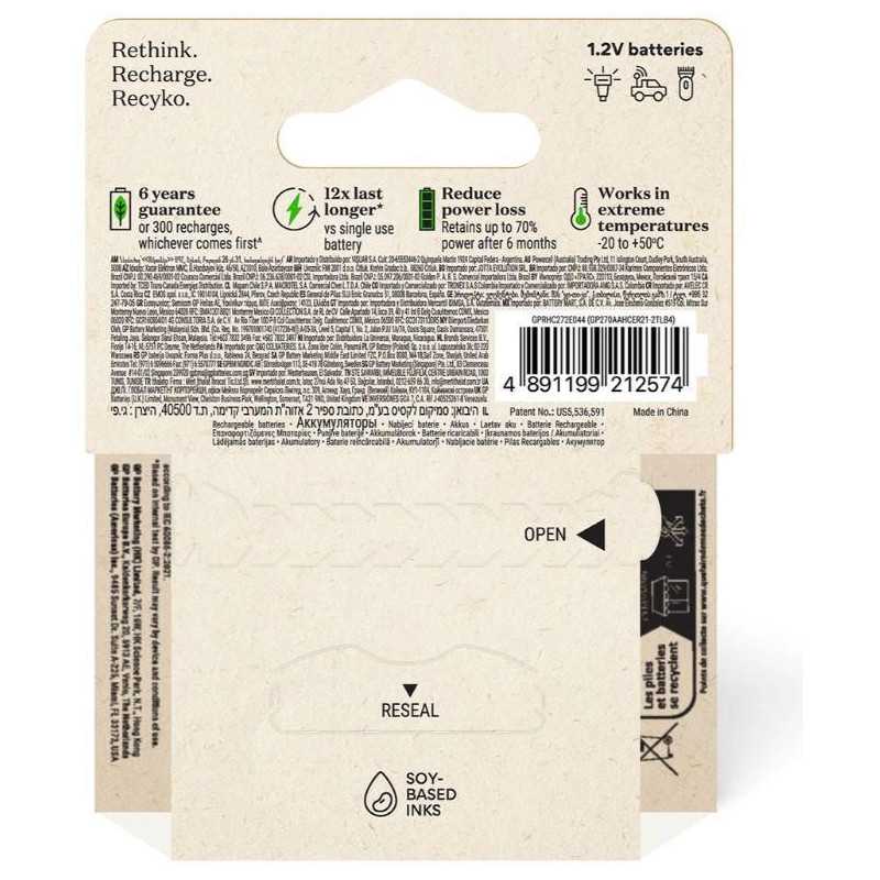 Acumulatori R6 Aa Nimh 2600mah 4buc Gp Reckyo Gp270aahcer21 Tlb4