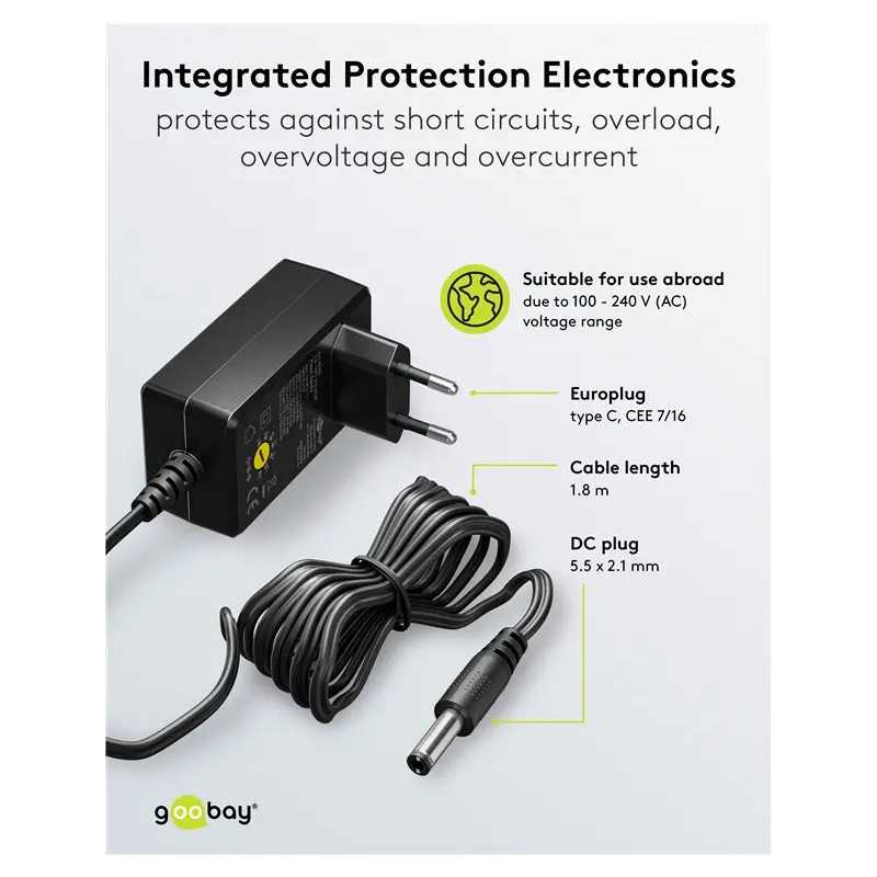 Alimentator Universal 3 12v 18w 15a 11 Adaptoare Usb C Usb A Micro Usb Mini Usb Terminale Cu Surub 64569 Goobay