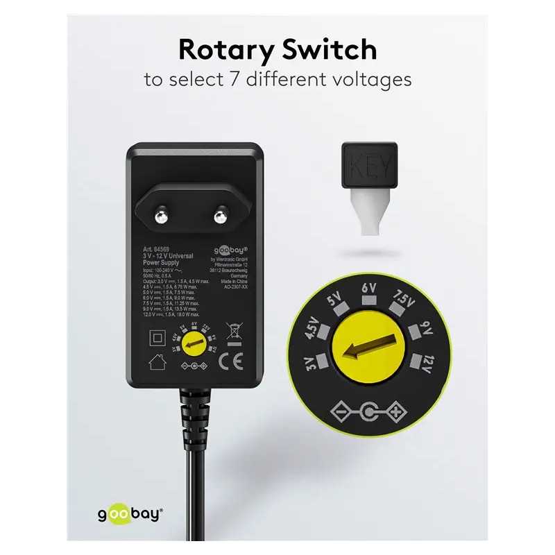 Alimentator Universal 3 12v 18w 15a 11 Adaptoare Usb C Usb A Micro Usb Mini Usb Terminale Cu Surub 64569 Goobay