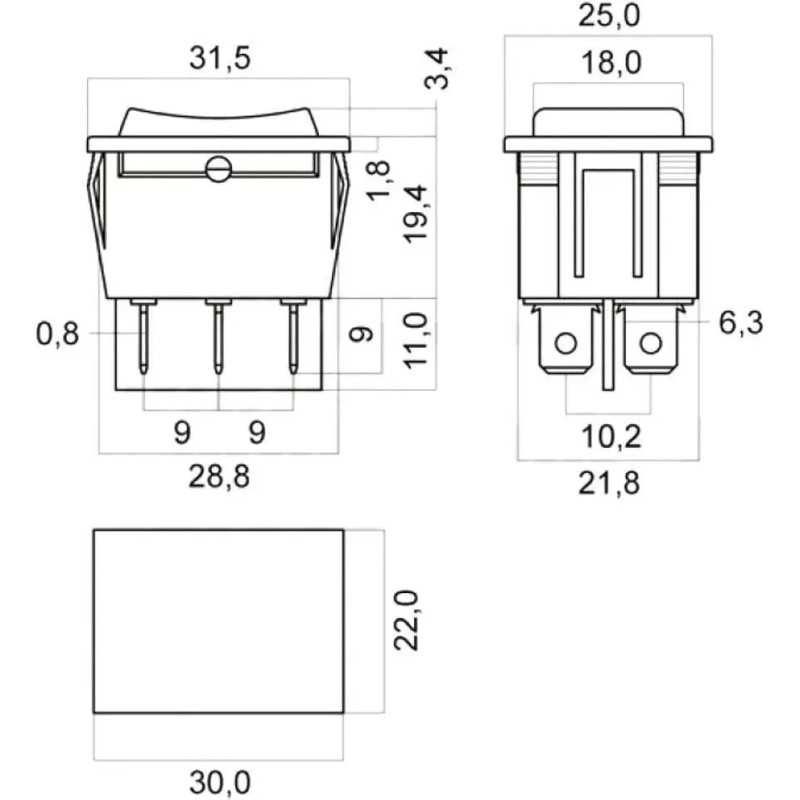 Buton Comutator 12v 35a Mom Off Mom Fara Retinere 28x22mm Negru Gbc 24555000