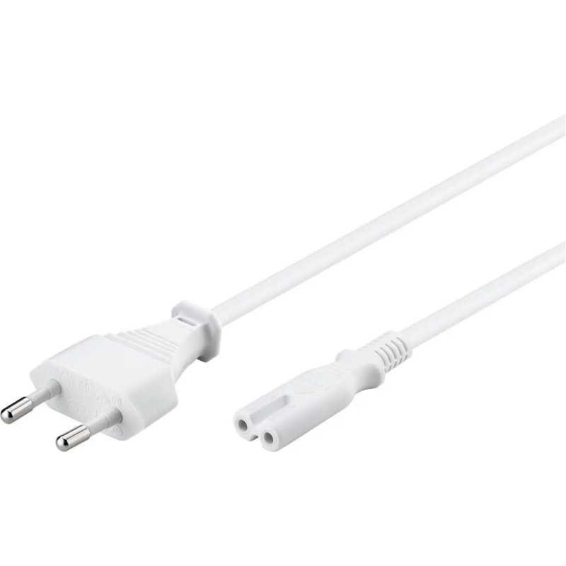Cablu de alimentare cu 2-pin Euro 5m alb 2x0.75 mm2 cu priza C7 pentru aparate electronice 93988 Goobay