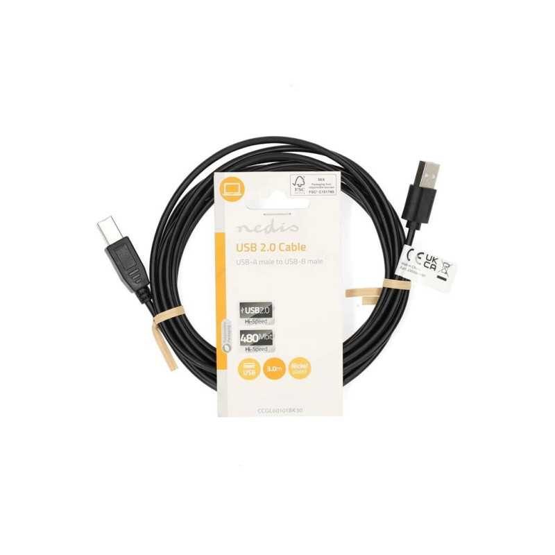 Cablu Imprimanta Usb 20 Usb A Tata Usb B Tata 3m Negru Nedis Ccgl60101bk30