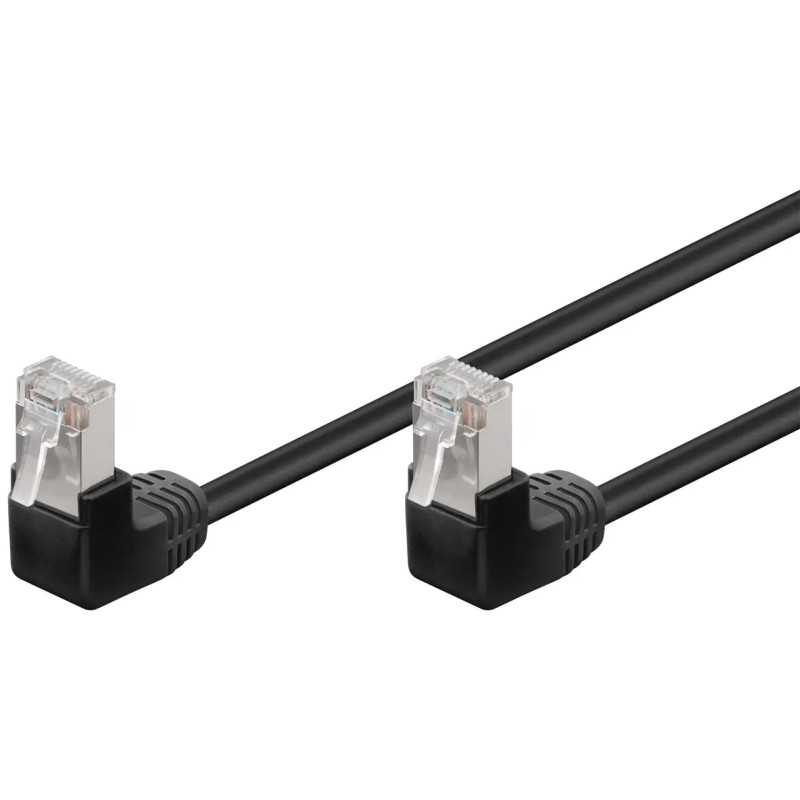 Cablu Patch CAT5e 2x RJ45 90 FTP 0.25m negru pentru Conectare retea /Protectie la Interferente 96076 Goobay