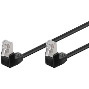 Cablu Patch CAT5e 2x RJ45 90 FTP 0.5m negru pentru Conectare retea /Ecranat /Protectie la indoire 96077 Goobay