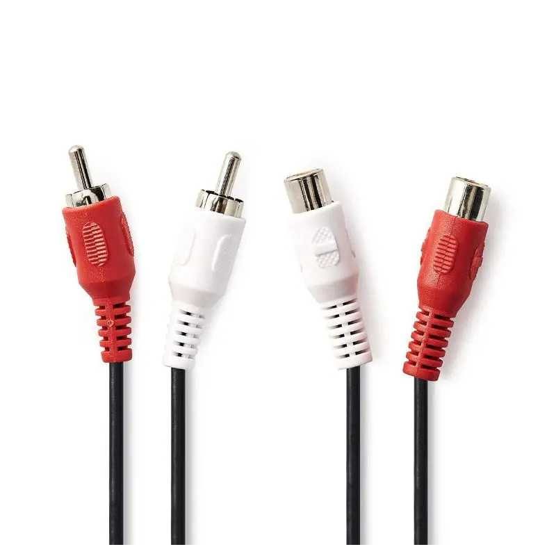 Cablu prelungitor audio stereo Nedis CAGP24205BK20 2x RCA tata - 2x RCA mama 2m negru