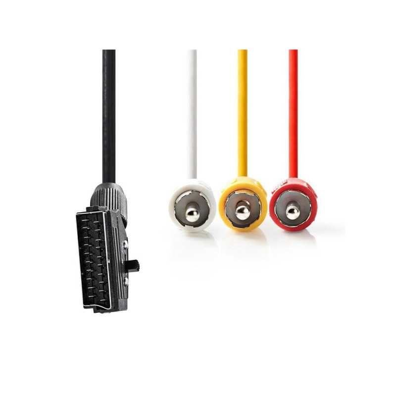 Cablu Scart 3x Rca Tata 2m Negru Cvgt31130bk20 Nedis