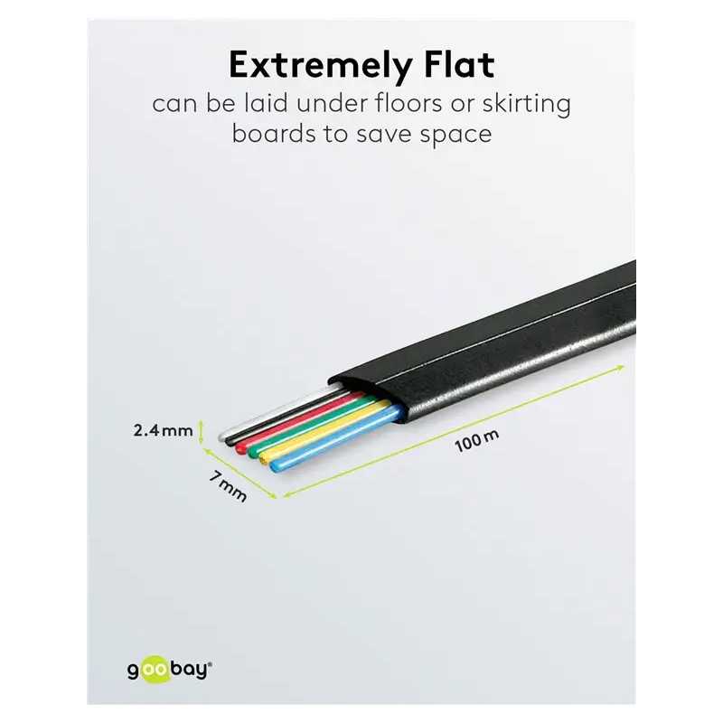 Cablu Telefonic Plat 6 Fire Negru Awg 30 Cupru Vanzare La Metru Liniar 50254 Goobay