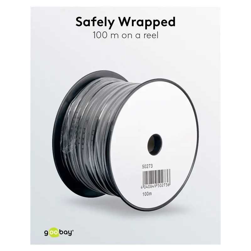 Cablu Telefonic Plat 6 Fire Negru Awg 30 Cupru Vanzare La Metru Liniar 50254 Goobay