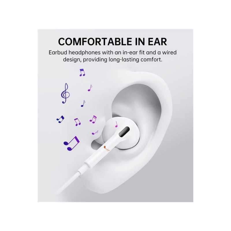 Casti In Ear Cu Fir Choetech Oc A011 Wh Usb C Microfon Reglare Volum Silicon Alb