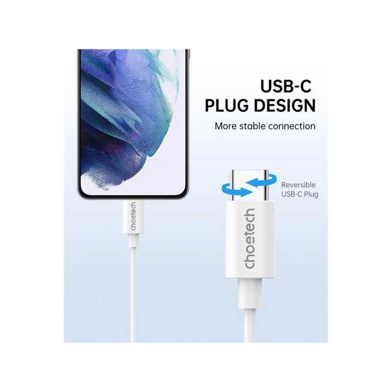 Casti In Ear Cu Fir Choetech Oc A011 Wh Usb C Microfon Reglare Volum Silicon Alb