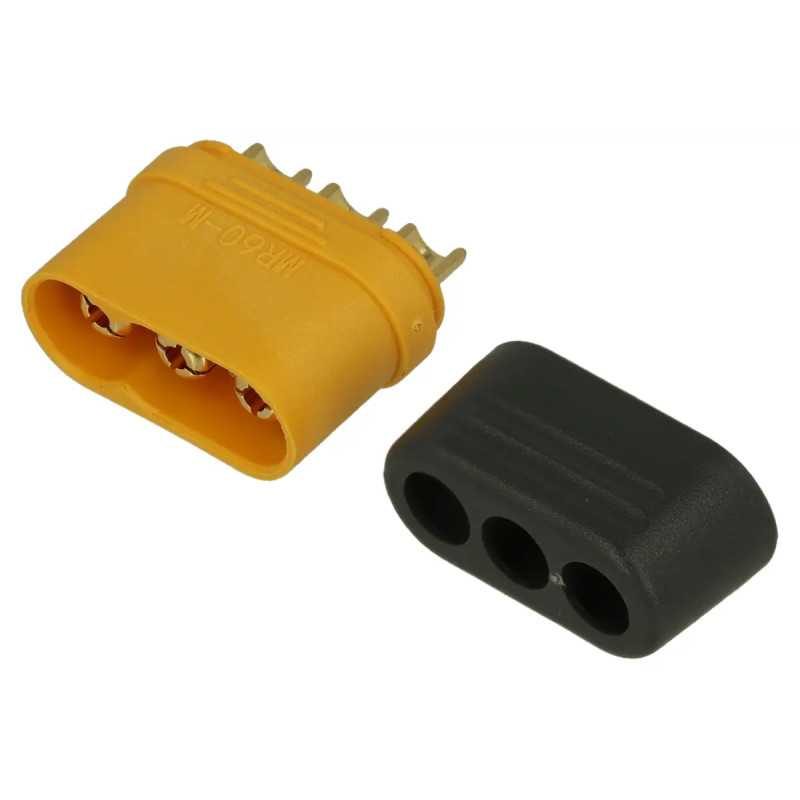 Conector alimentare DC mufa MR60 tata 3pin 30A 500V lipire pe cablu AMASS MR60-M