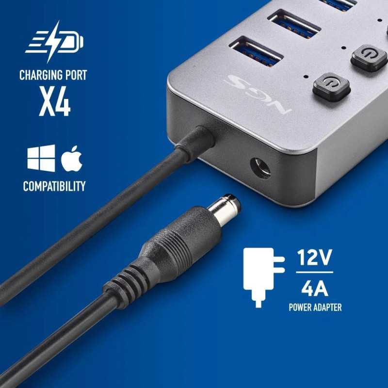 Hub Usb 30 Ngs Ihub10 Cu 10 Porturi Si Alimentator Inclus