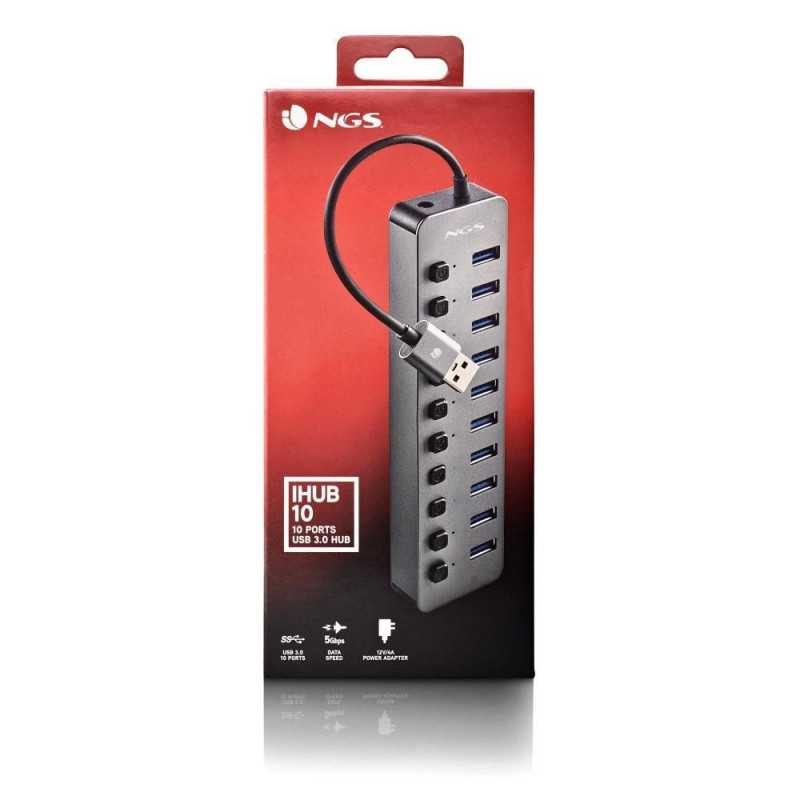 Hub Usb 30 Ngs Ihub10 Cu 10 Porturi Si Alimentator Inclus