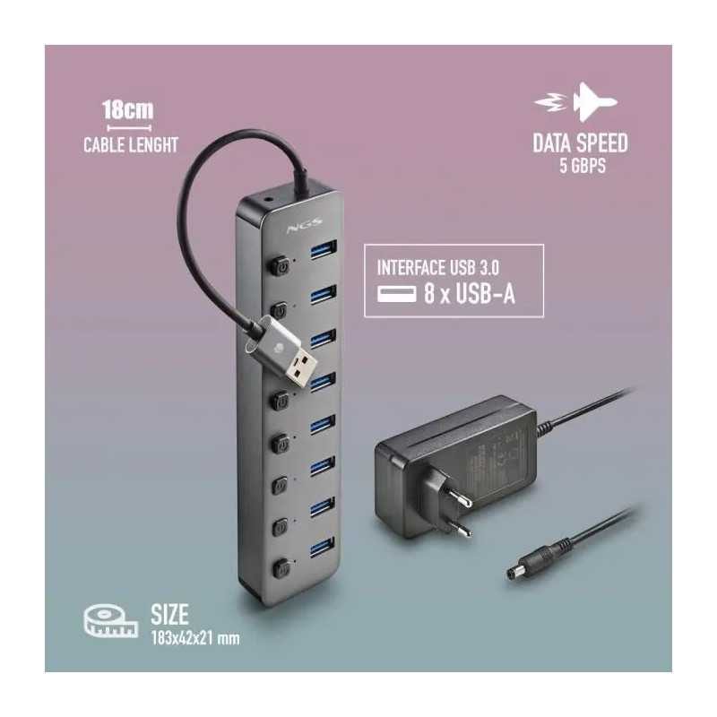 Hub Usb 30 Ngs Ihub8 Cu 8 Porturi Si Alimentator Hub Ihub8 Ngs