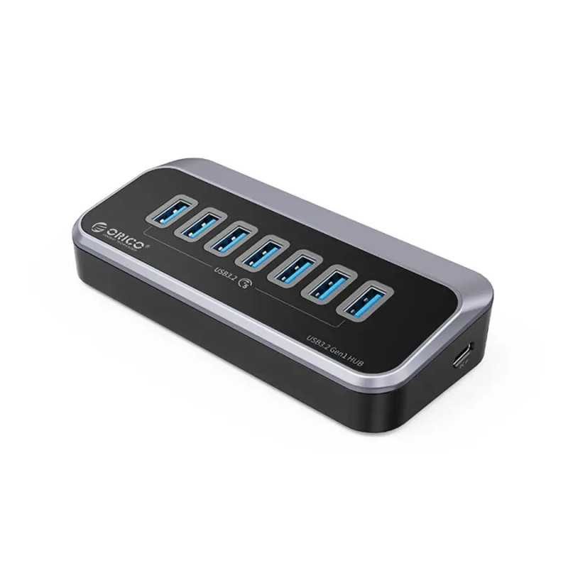 HUB USB Orico M3U3-7A-10-BK cu 7 port-uri USB3.2 gri 1m