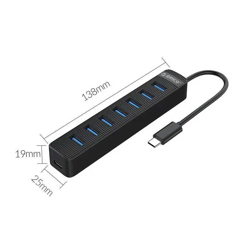 Hub Usb Orico Twc3 7a Bk Cu 7 Port Uri Usb30 Negru 15cm