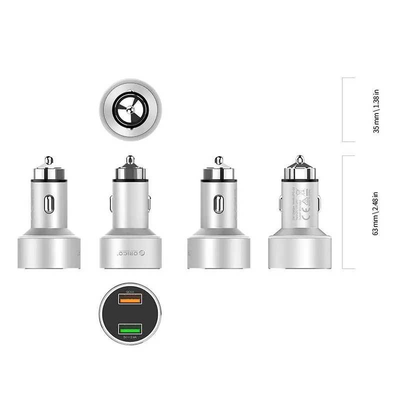 Incarcator Auto 2x Usb Qc3 Orico Upc Q2 12 24v 30w Argintiu