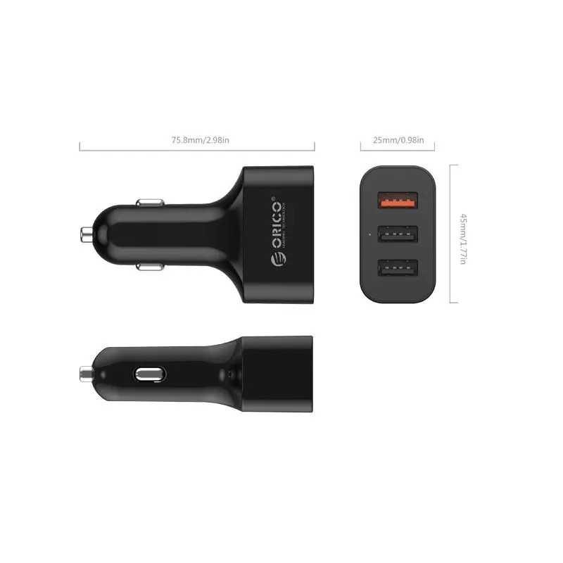 Incarcator Auto Orico Uch Q3 35w 3 Port Negru