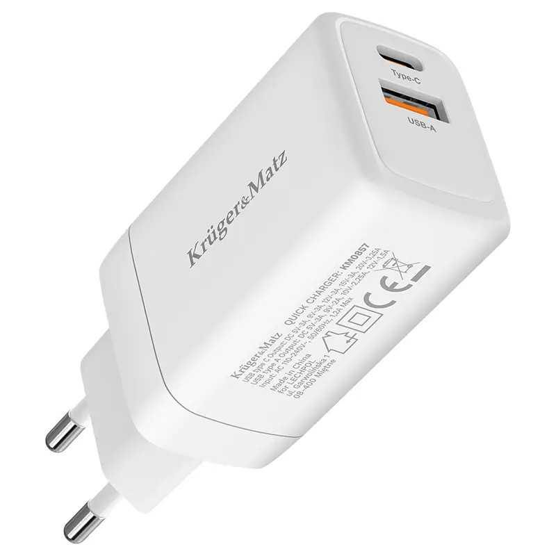 Incarcator Retea Gan Krugermatz Km0857 65w Cu Usb C Power Delivery Si Usb A Quick Charge