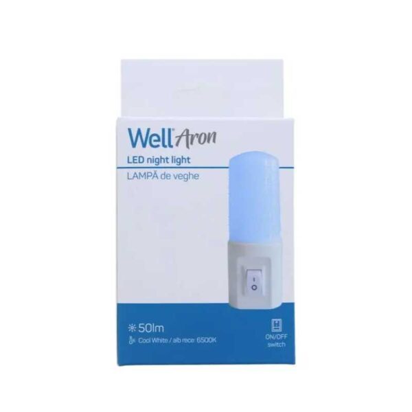 Lampa de veghe Well LEDNC-ARON-WL LED 1W 50lm 6500K cu intrerupator ON/OFF