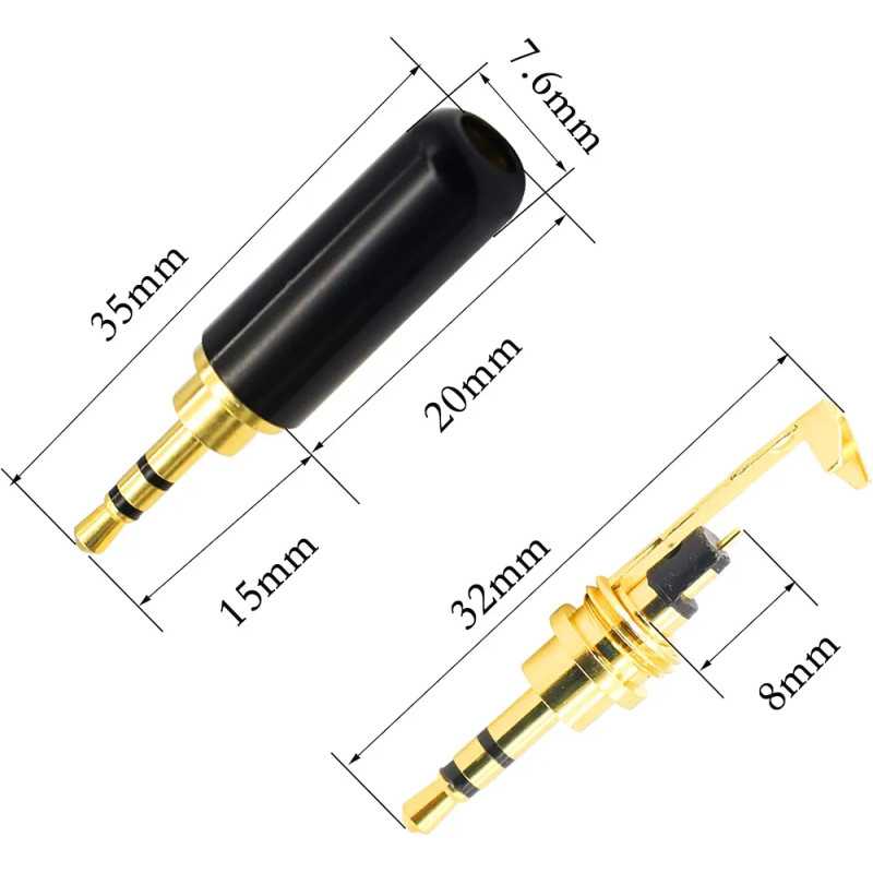 Mufa Audio Premium Slim Jack 25 Mm Stereo Tata Contacte Aurite Carcasa Metal
