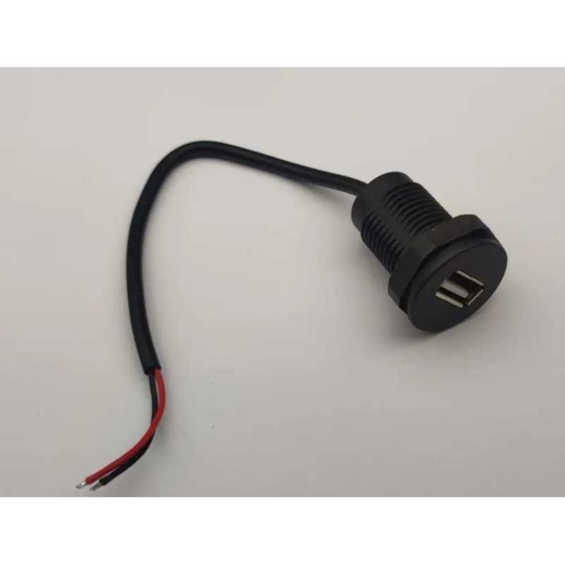 Mufa USB2.0 mama panou tip A 1 port gabarit mic cu 2 fire diam. 16mmx30mm