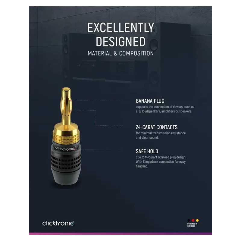 Set 4 Mufe Banana 4mm Premium Clicktronic Conexiuni Audio De Inalta Calitate Pentru Cablu 60mm2 52546