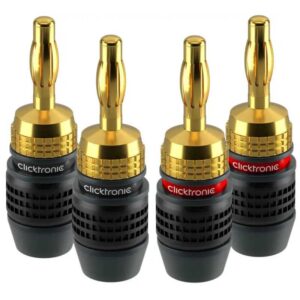 Set 4 mufe Banana 4mm Premium Clicktronic Conexiuni Audio de Inalta Calitate pentru cablu 6.0mm2 52546