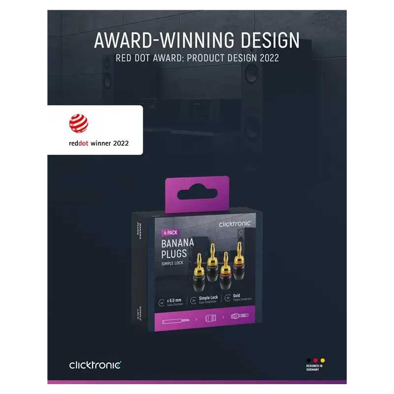 Set 4 Mufe Banana 4mm Premium Clicktronic Conexiuni Audio De Inalta Calitate Pentru Cablu 60mm2 52546