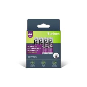 Set acumulatori Uniross AA R6 Li-ion 14500 1.5V 1400mAh cu incarcare USB-C 4buc