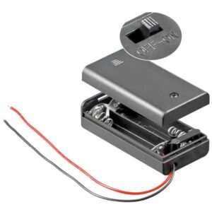 Suport baterii 2x AA R6 cu Intrerupator si Capete de cablu libere Rezistent la apa 12443 Goobay
