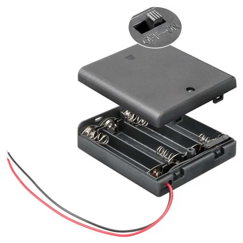 Suport baterii 4x AA R6 cu comutator si capete de cablu libere Rezistent la apa 11473 Goobay
