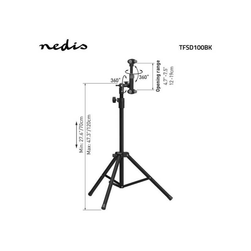 Suport Stativ Podea Nedis Tfsd100bk Pentru Tableta Si Smartphone 4 12 Rotire 360