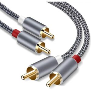 Cablu audio 2x RCA-tata la 2x RCA-tata 2m contacte aurite design metalic subtire si elegant