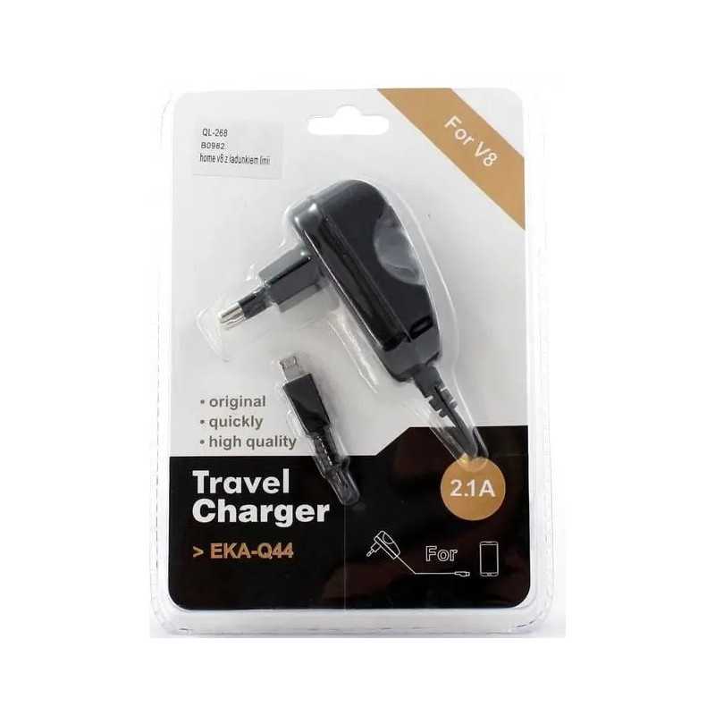 Alimentator incarcator EKA-Q26 100-240VAC - DC 5V 2.1A cu fir si conector micro USB negru