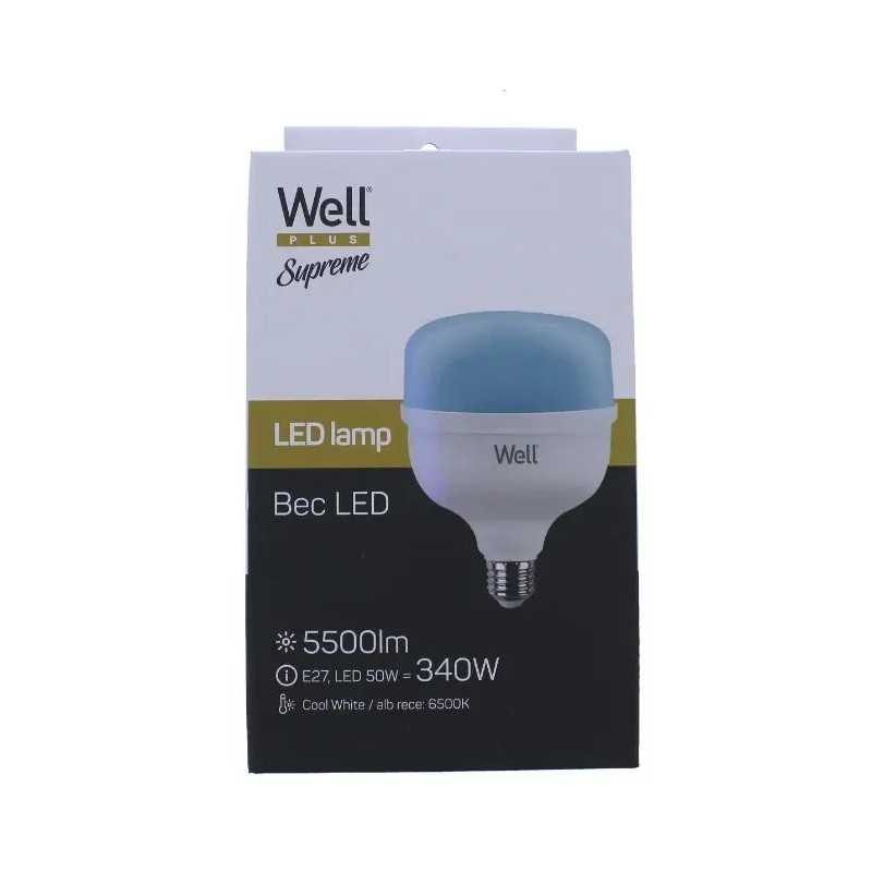 Bec Led T140 E27 50w 230v Lumina Rece 6500k 5500lm Well Ledlc T14050e27 E Wl